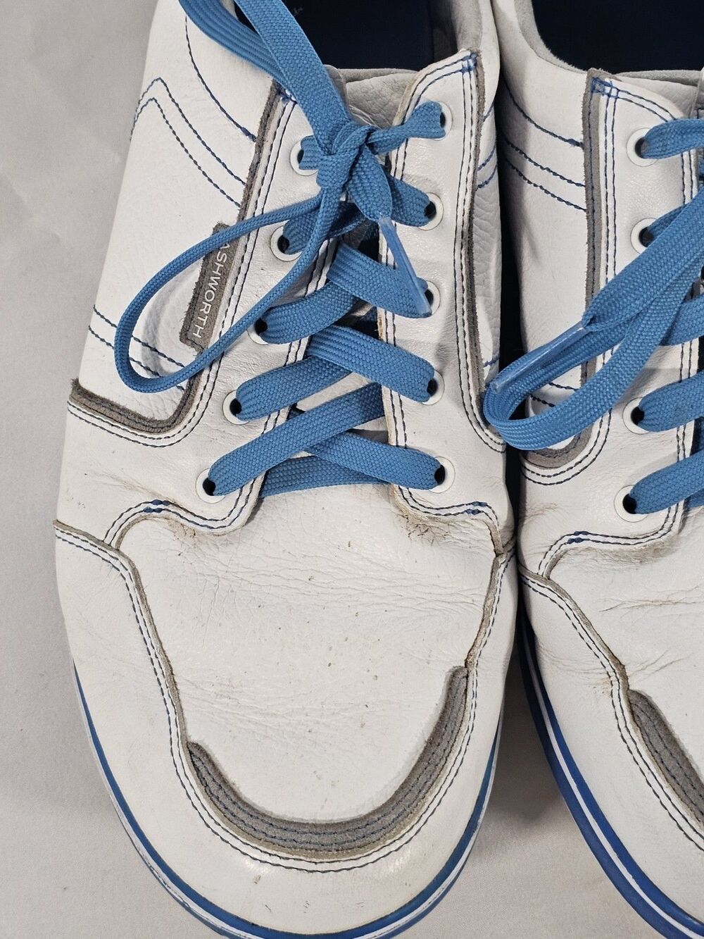 Ashworth Cardiff ADC Spikeless Golf Shoes White Blue Men's Size 10.5 Leather - Picture 7 of 13